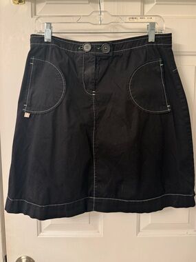 Sitwell Black Women's A-Line Cotton Skirt with Contrast Stitching